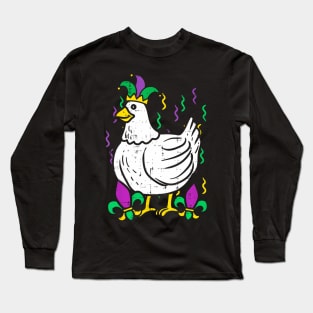 Mardi Gras Chicken  Outfit Farming Men Women Kids Long Sleeve T-Shirt